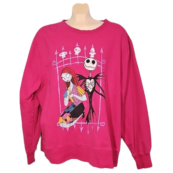 Disney Tops - 👠 Pink Nightmare Before Christmas Sweatshirt Size 2XL